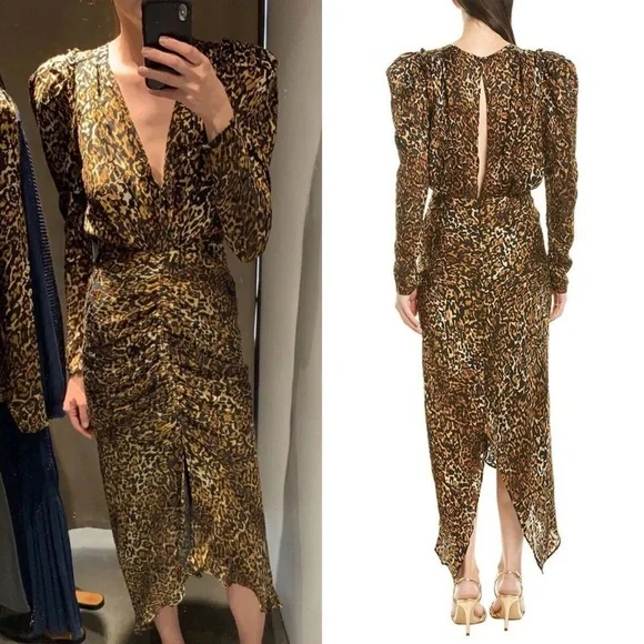 Ronny Kobo Leopard Print Puff Sleeve Dress - Picture 5 of 5